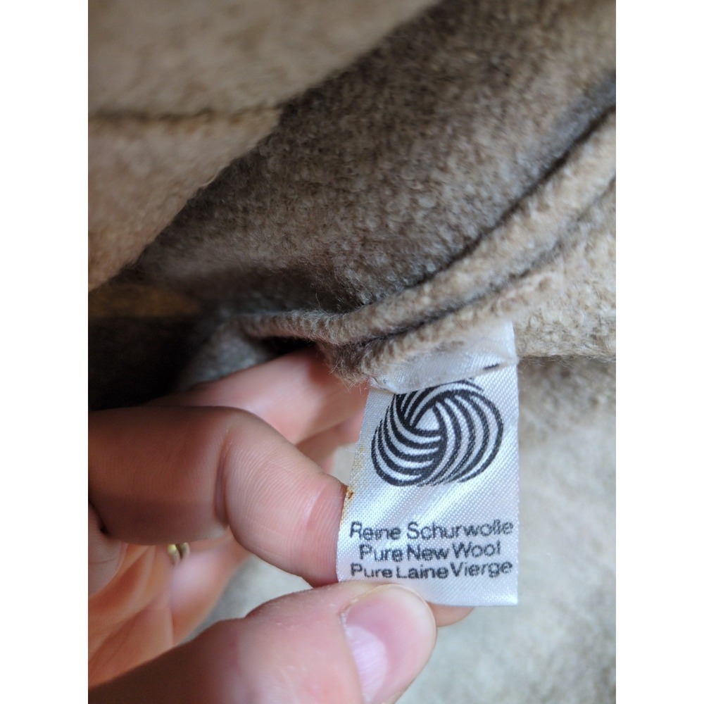 Vtg Geiger Tyrol Tan Boiled Wool Zip-Up Sweater Jacket Austria Pockets *Flaws* - Picture 4 of 16